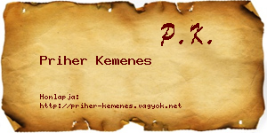 Priher Kemenes névjegykártya